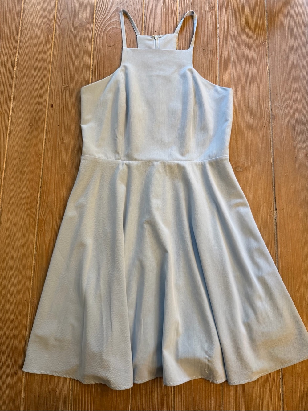 Lulu's Powder Blue Halter Fit-and-Flare Mini Dress